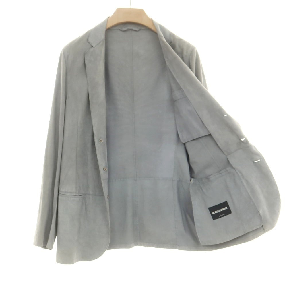 【中古】ジョルジオアルマーニ GIORGIO ARMANI ラムレザー カジュアルジャケット グレー【 46 】【 状態ランクD 】【 メンズ 】