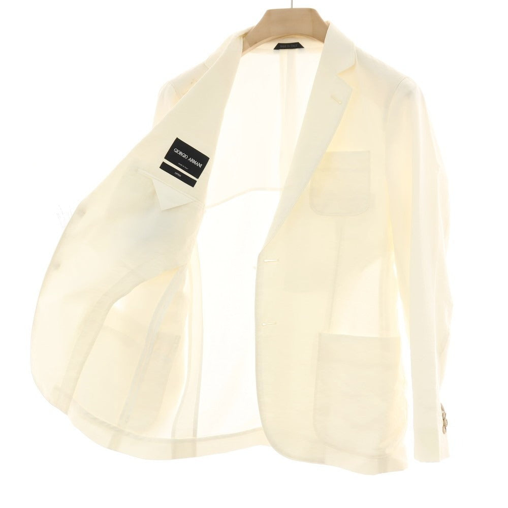 【中古】ジョルジオアルマーニ GIORGIO ARMANI UPTON シルクナイロン 2B カジュアルジャケット ホワイト【サイズ48】【 状態ランクC 】【 メンズ 】