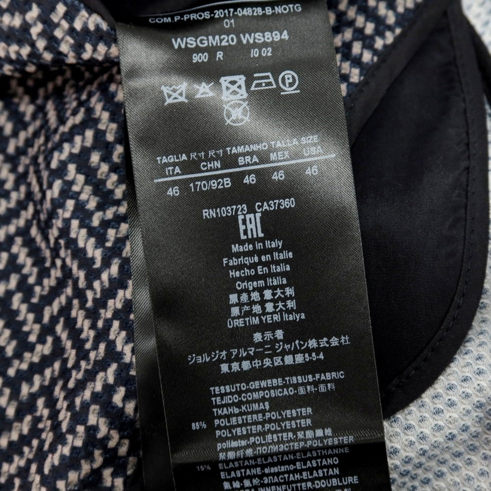 【中古】ジョルジオアルマーニ GIORGIO ARMANI ポリエステル ジャージー 2B カジュアルジャケット ネイビーxベージュ【サイズ46】【 状態ランクC 】【 メンズ 】