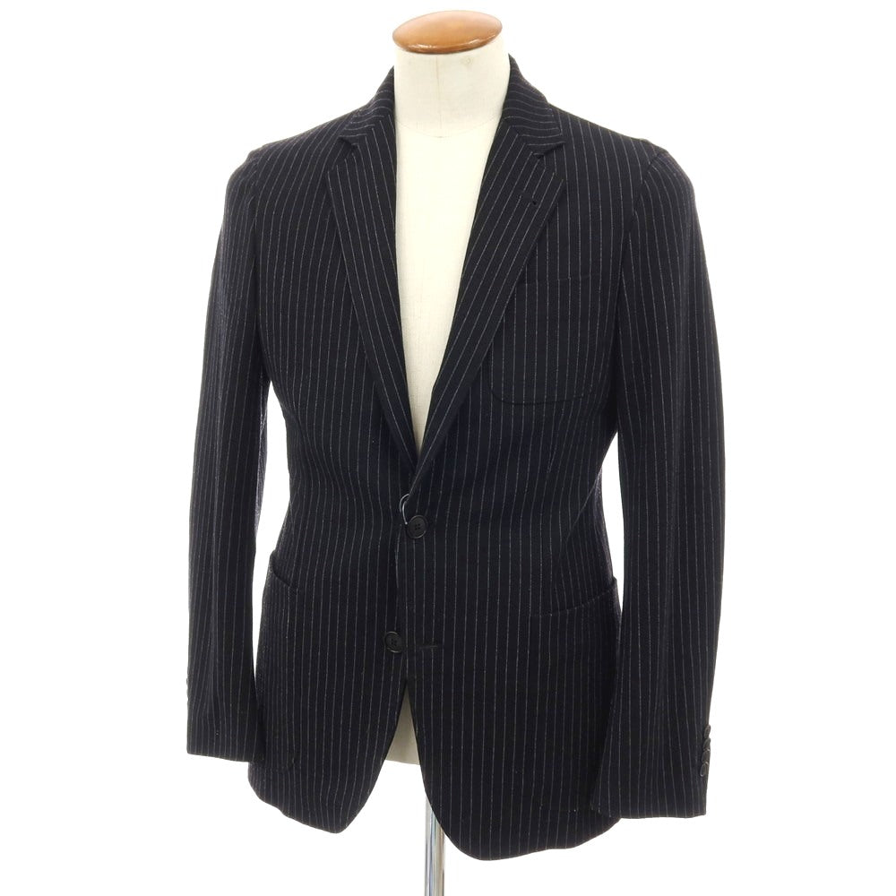 【中古】ジョルジオアルマーニ GIORGIO ARMANI UPTON レーヨンナイロンポリエステル ジャージー ストライプ 2B カジュアルジャケット ブラックxホワイト【サイズ48】【 状態ランクB 】【 メンズ 】