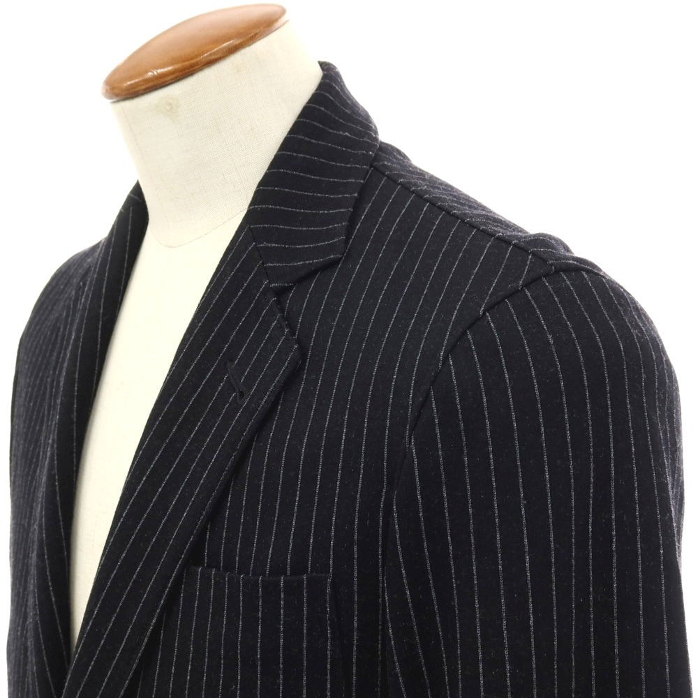 【中古】ジョルジオアルマーニ GIORGIO ARMANI UPTON レーヨンナイロンポリエステル ジャージー ストライプ 2B カジュアルジャケット ブラックxホワイト【サイズ48】【 状態ランクB 】【 メンズ 】