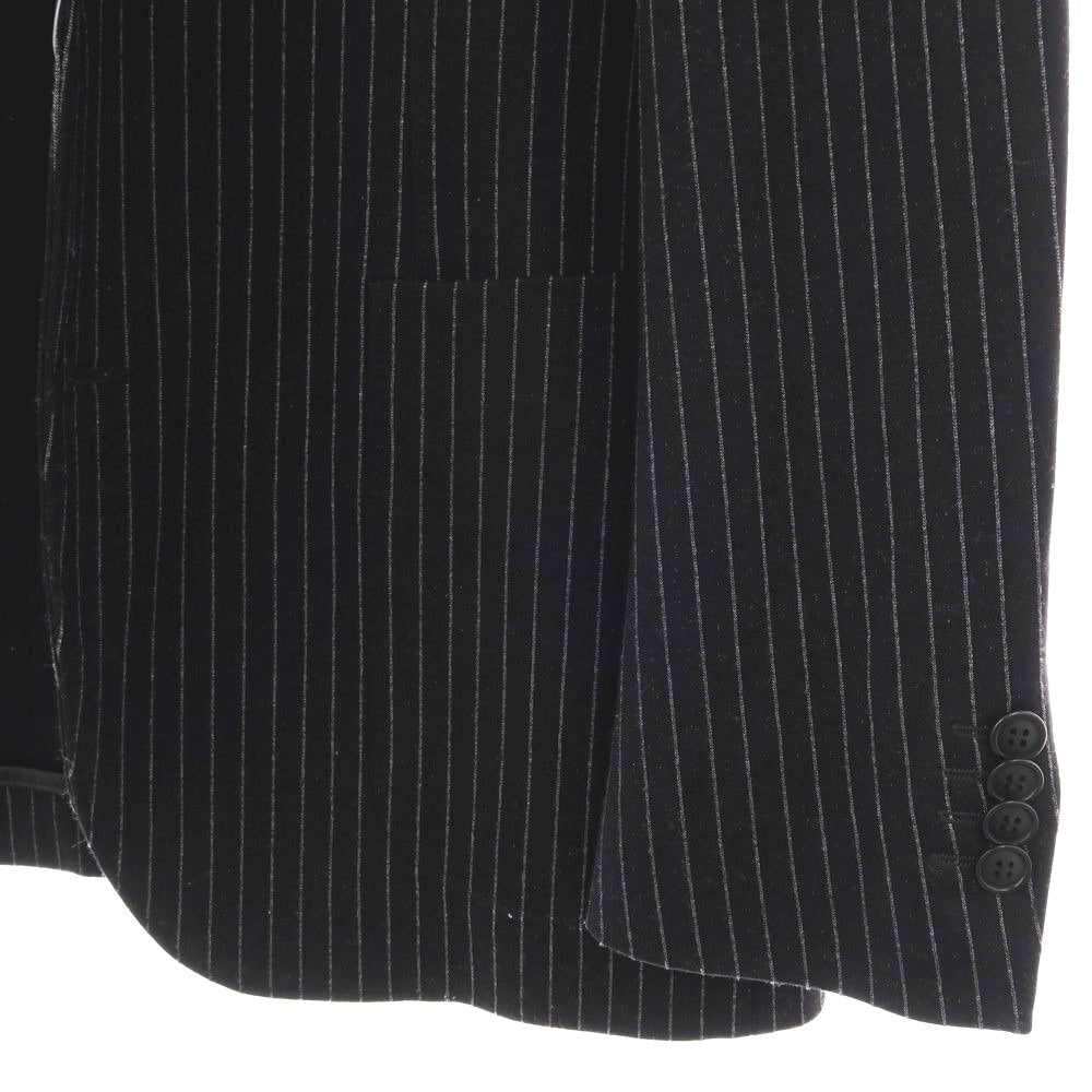 【中古】ジョルジオアルマーニ GIORGIO ARMANI UPTON レーヨンナイロンポリエステル ジャージー ストライプ 2B カジュアルジャケット ブラックxホワイト【サイズ48】【 状態ランクB 】【 メンズ 】