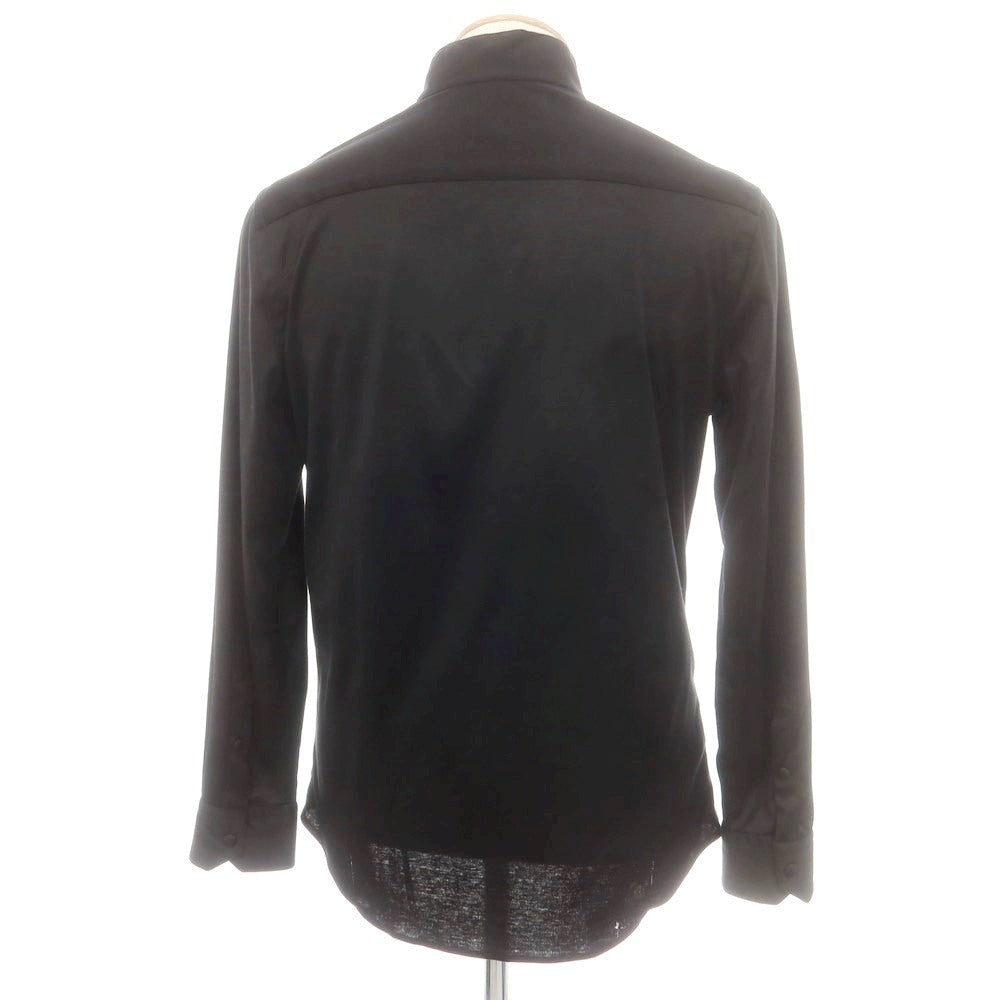 【中古】ジョルジオアルマーニ GIORGIO ARMANI コットンジャージー スタンドカラー ダブルジップ カジュアルシャツ ブラック【 38 】【 状態ランクC 】【 メンズ 】