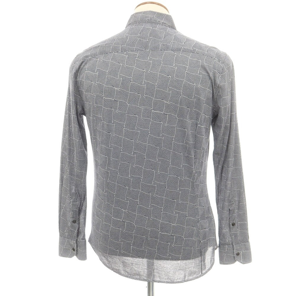 【中古】ジョルジオアルマーニ GIORGIO ARMANI コットンジャージー ダブルジップ カジュアルシャツ ネイビーxホワイト【 39 】【 状態ランクD 】【 メンズ 】