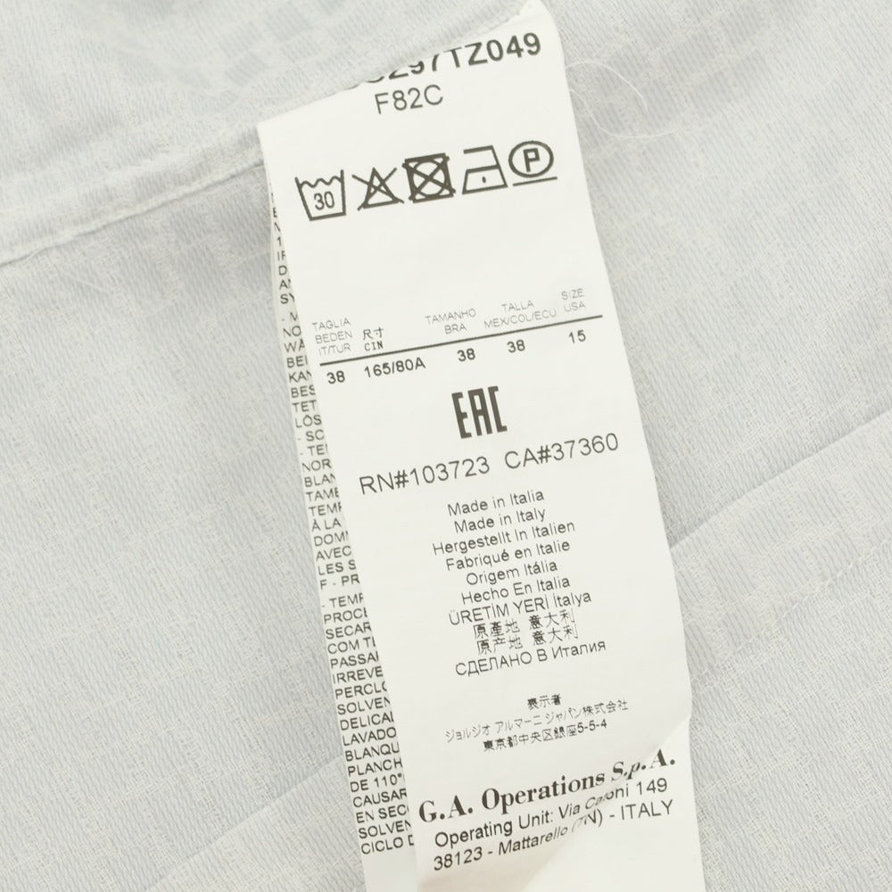 【中古】ジョルジオアルマーニ GIORGIO ARMANI コットン ジャカード レギュラーカラー カジュアルシャツ ライトグレー【 38 】【 状態ランクC 】【 メンズ 】