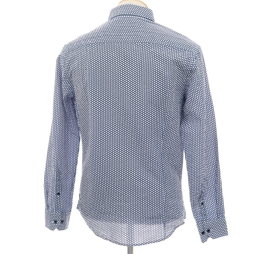 【中古】ジョルジオアルマーニ GIORGIO ARMANI シアサッカーコットン カジュアルシャツ ライトネイビーxホワイト【サイズ38】【 状態ランクB 】【 メンズ 】