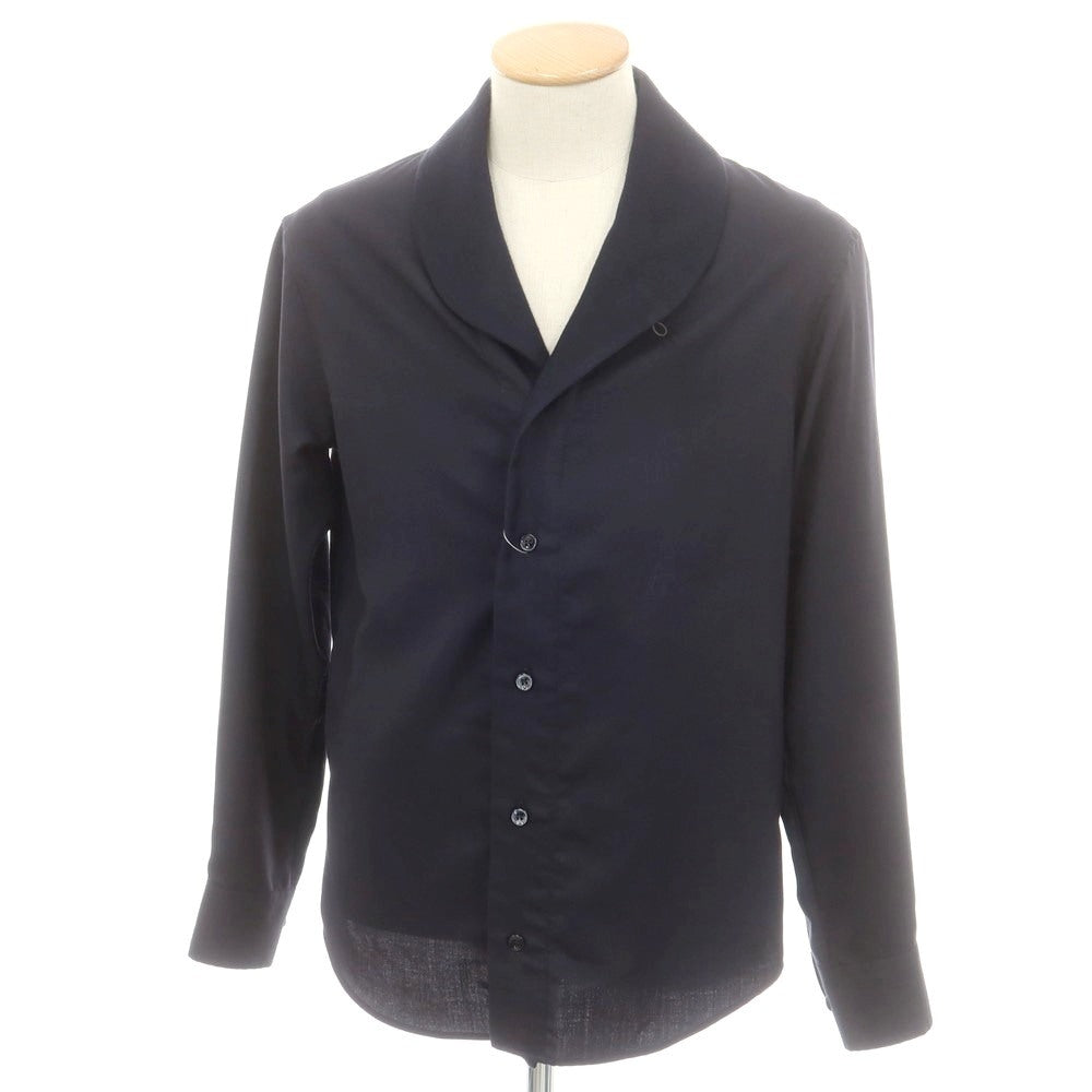 【中古】ジョルジオアルマーニ GIORGIO ARMANI ウール系 ショールカラー カジュアルシャツ ネイビー【 38 】【 状態ランクB 】【 メンズ 】