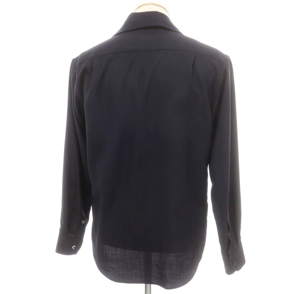【中古】ジョルジオアルマーニ GIORGIO ARMANI ウール系 ショールカラー カジュアルシャツ ネイビー【 38 】【 状態ランクB 】【 メンズ 】