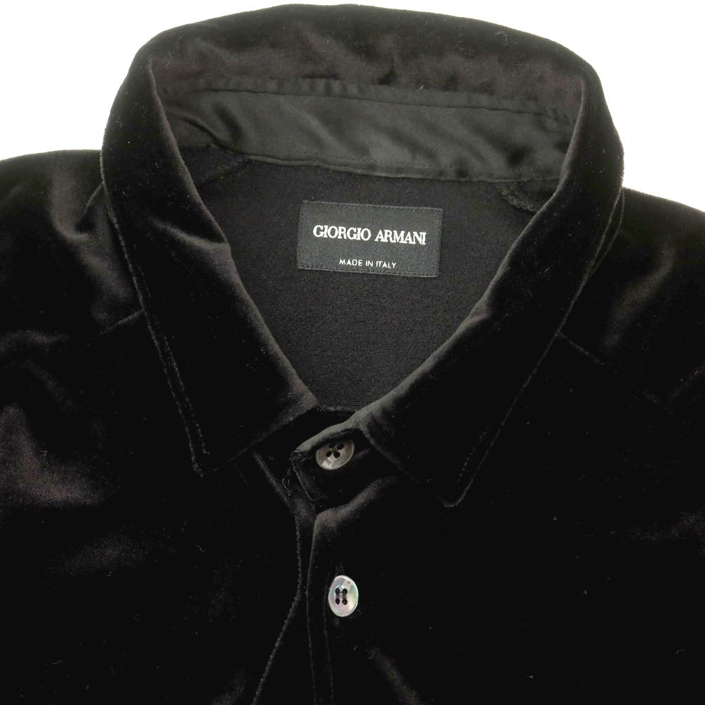 【中古】ジョルジオアルマーニ GIORGIO ARMANI コットン系 ベロア カジュアルシャツ ブラック【 39 】【 状態ランクB 】【 メンズ 】