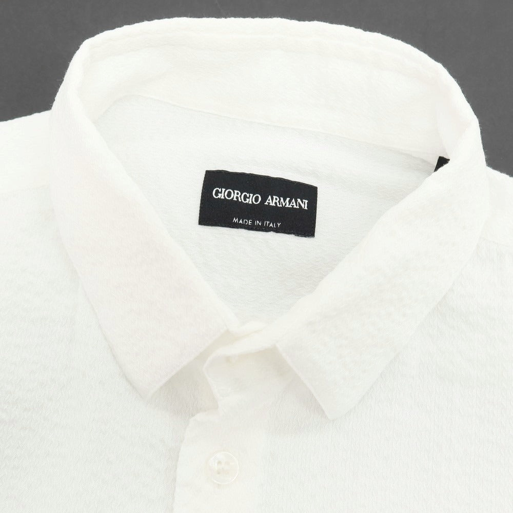 【中古】ジョルジオアルマーニ GIORGIO ARMANI コットン カジュアルシャツ ホワイト【サイズ38】【 状態ランクB 】【 メンズ 】