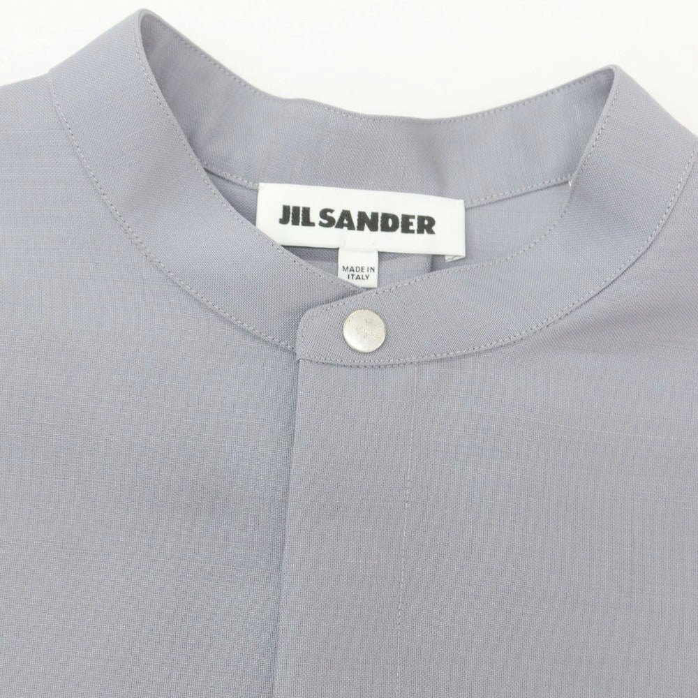 【中古】ジルサンダー JIL SANDER ウール バンドカラー ロング カジュアルシャツ グレー【 39 】【 状態ランクB 】【 メンズ 】