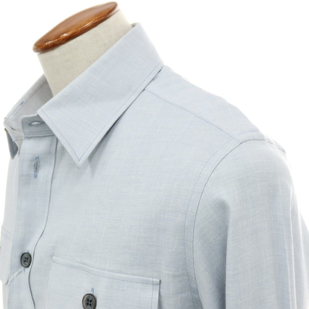 【中古】ミラショーン mila schon リネンレーヨン カジュアルシャツ ライトブルー【サイズ48】【 状態ランクB 】【 メンズ 】