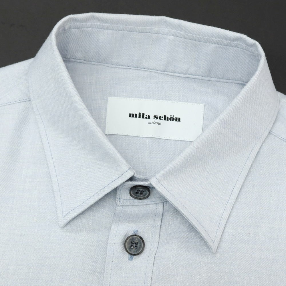 【中古】ミラショーン mila schon リネンレーヨン カジュアルシャツ ライトブルー【サイズ48】【 状態ランクB 】【 メンズ 】