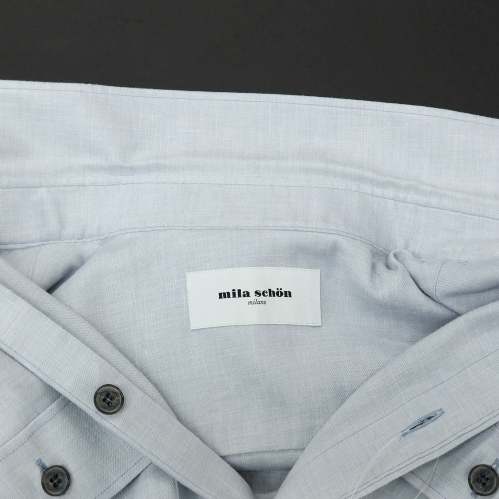 【中古】ミラショーン mila schon リネンレーヨン カジュアルシャツ ライトブルー【サイズ48】【 状態ランクB 】【 メンズ 】
