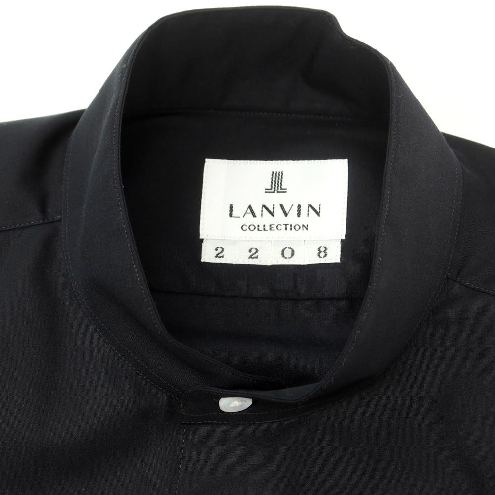 【中古】ランバンコレクション LANVIN COLLECTION コットン スタンドカラー カジュアルシャツ ブラック【 表記なし(S位) 】【 状態ランクA 】【 メンズ 】