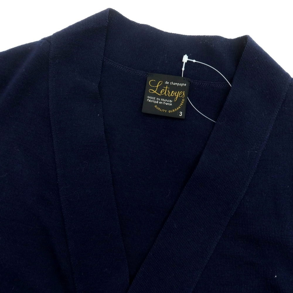 【中古】ルトロワ Letroyes ウール ニットベストカーディガン ネイビー【 3 】【 状態ランクA 】【 メンズ 】
