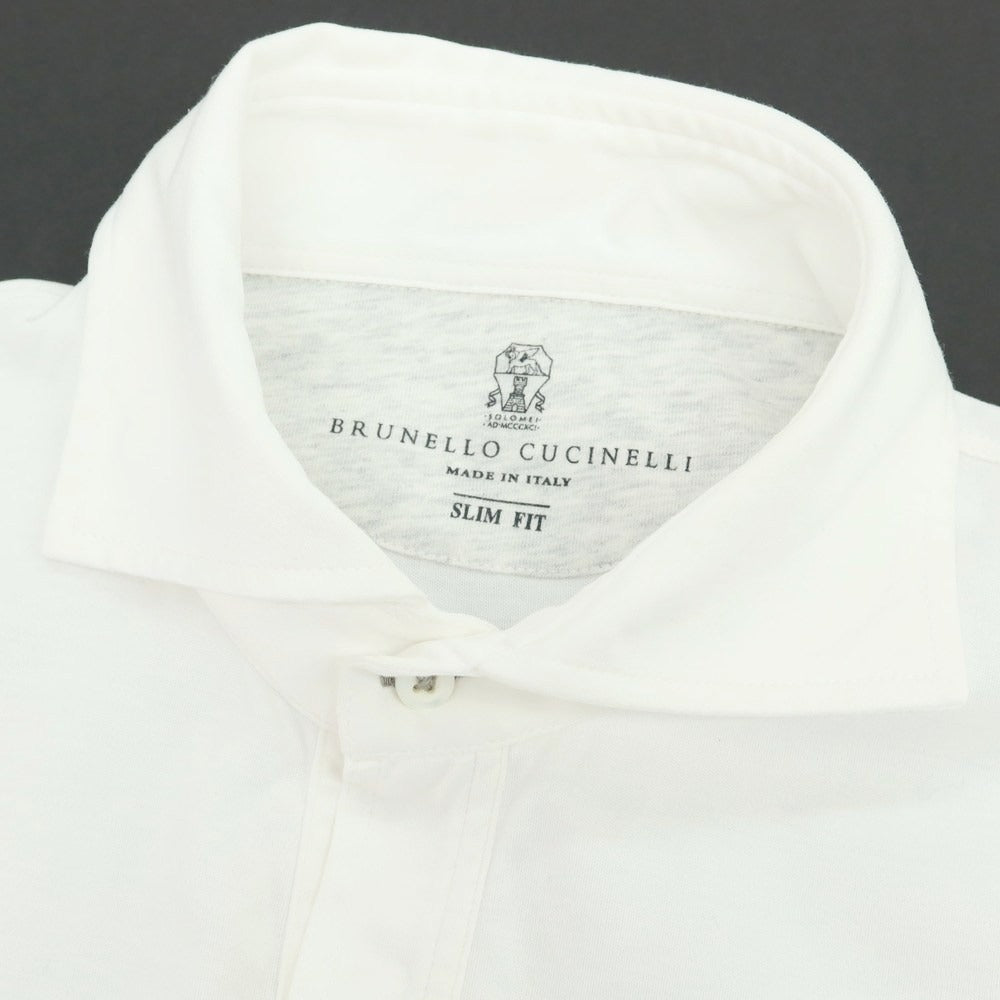 【中古】ブルネロクチネリ Brunello Cucinelli コットン ホリゾンタルカラー 長袖ポロシャツ ホワイト【 XXS 】【 状態ランクB 】【 メンズ 】