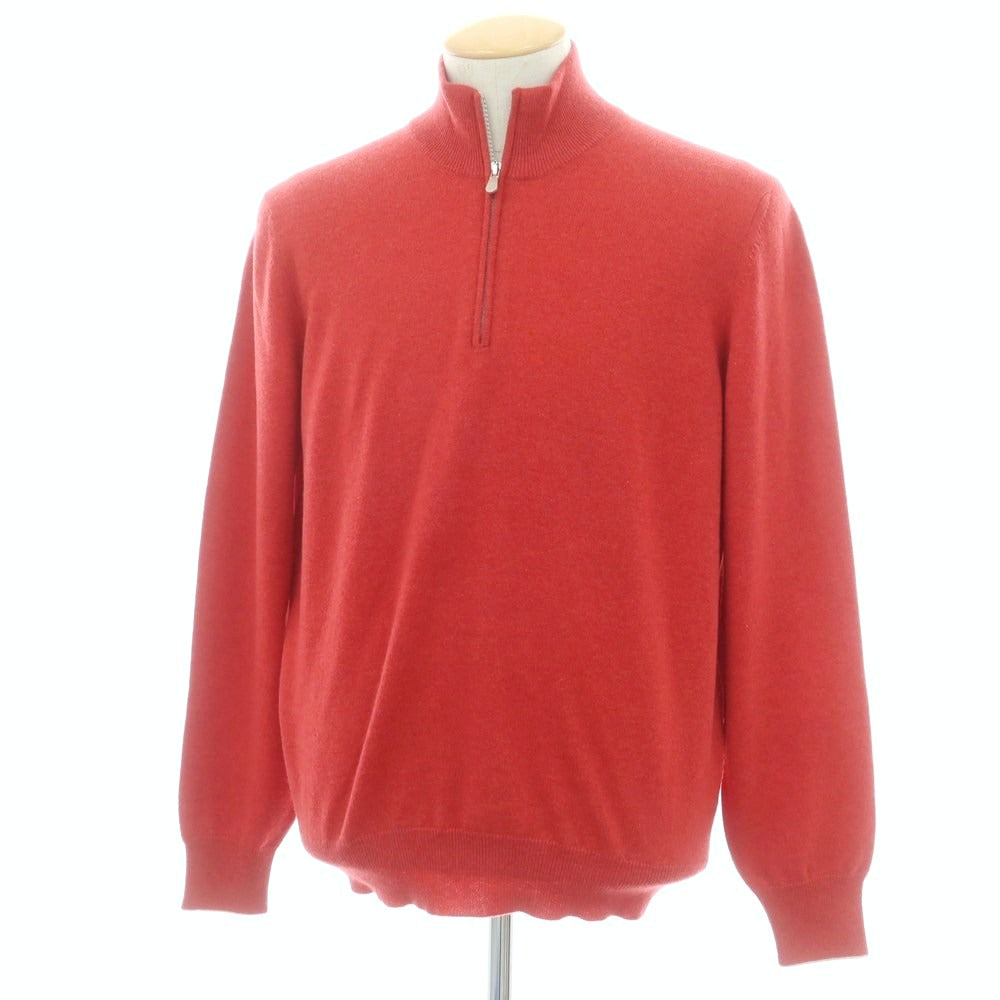 【中古】ブルネロクチネリ Brunello Cucinelli カシミヤ ハーフジップニット レッド系【 46 】【 状態ランクA 】【 メンズ 】