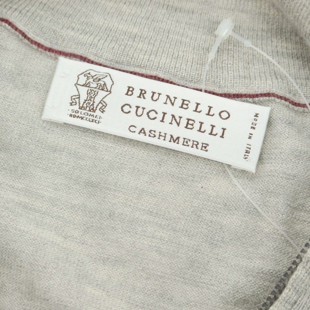 【中古】ブルネロクチネリ Brunello Cucinelli カシミヤシルク ジップアップカーディガン ライトグレー【 50 】【 状態ランクC 】【 メンズ 】