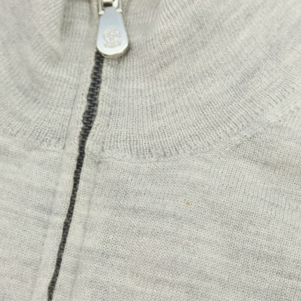 【中古】ブルネロクチネリ Brunello Cucinelli カシミヤシルク ジップアップカーディガン ライトグレー【 50 】【 状態ランクC 】【 メンズ 】