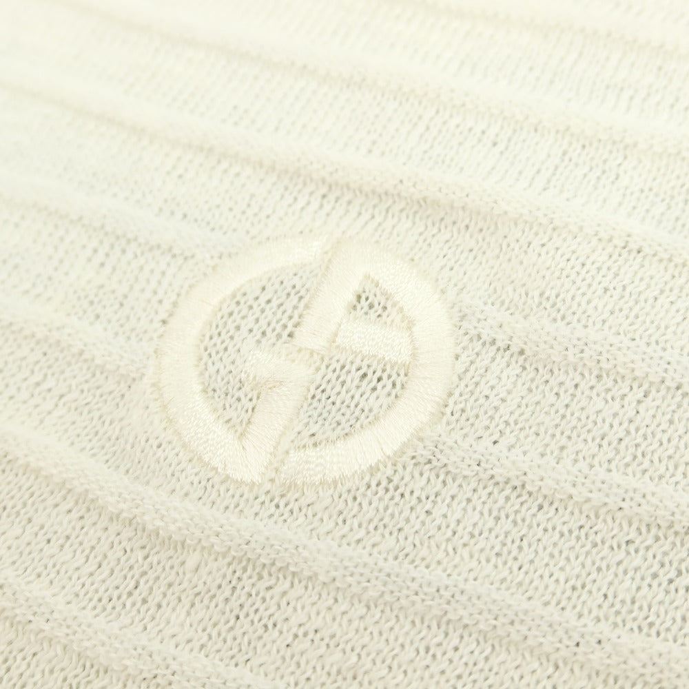 【中古】ジョルジオアルマーニ GIORGIO ARMANI コットン系 刺繡ロゴ プルオーバーニット オフホワイト【サイズ表記なし(M位)】【 状態ランクB 】【 メンズ 】