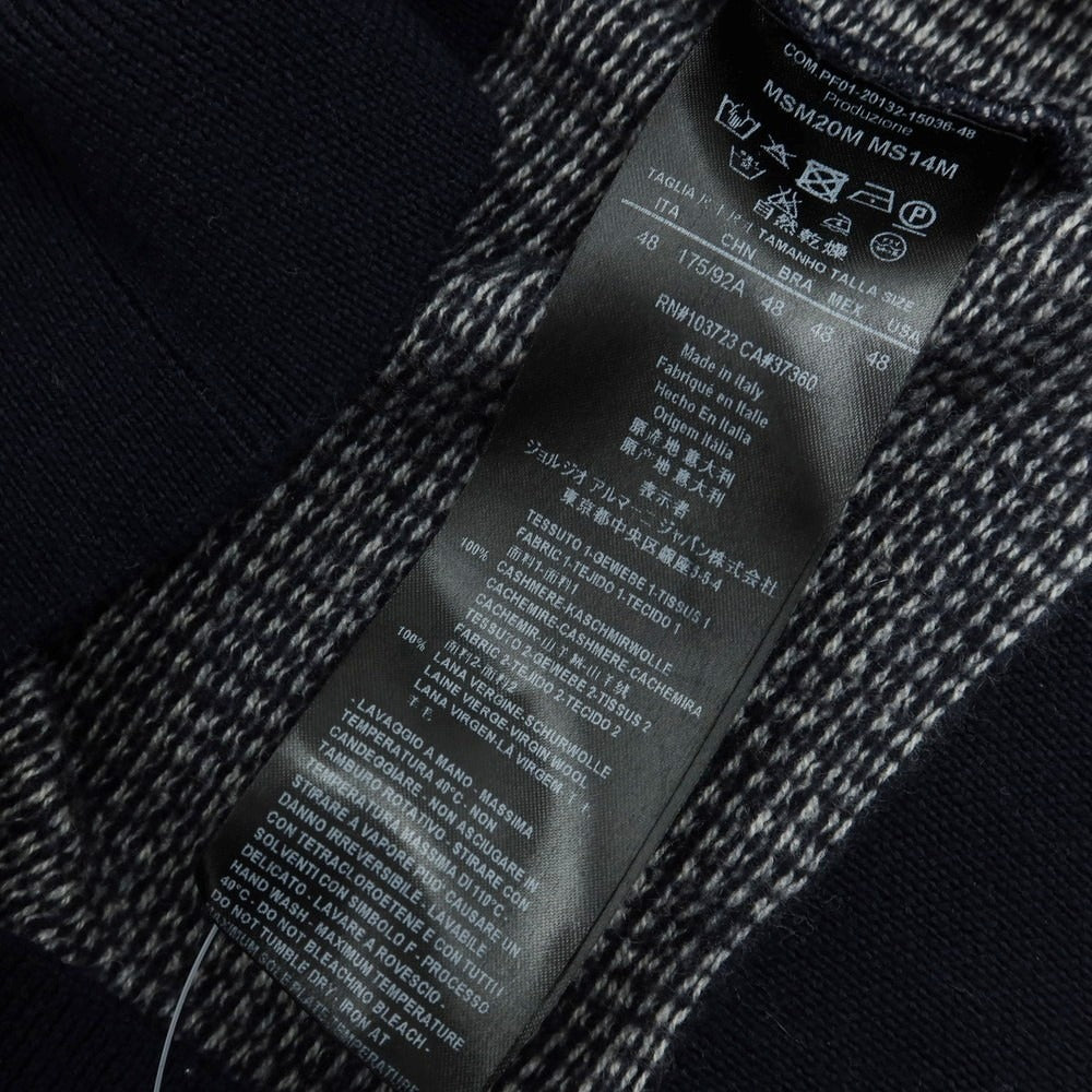 【中古】ジョルジオアルマーニ GIORGIO ARMANI カシミヤ タートルネックニット ネイビーxグレー【 48 】【 状態ランクB 】【 メンズ 】