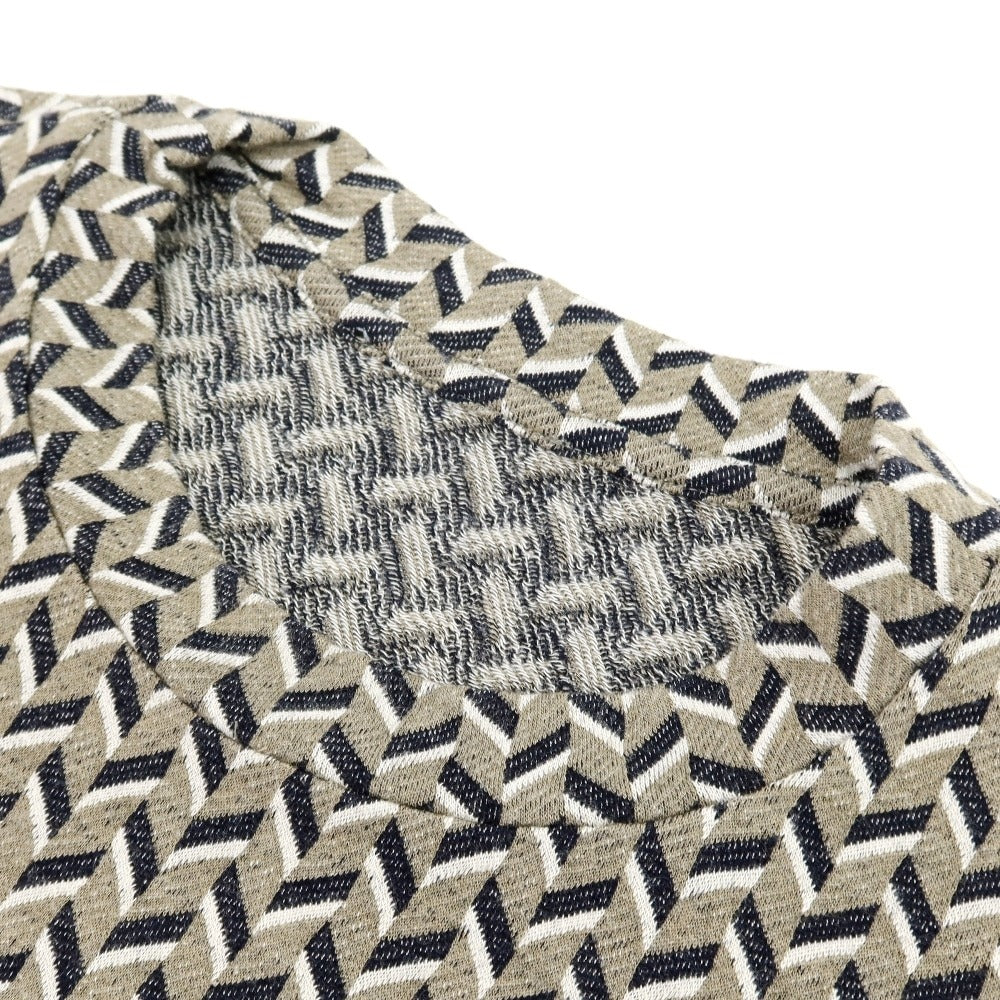 【中古】ジョルジオアルマーニ GIORGIO ARMANI レーヨンポリウレタン クルーネック 半袖Tシャツ カーキベージュ系xダークネイビー【サイズ46】【 状態ランクB 】【 メンズ 】