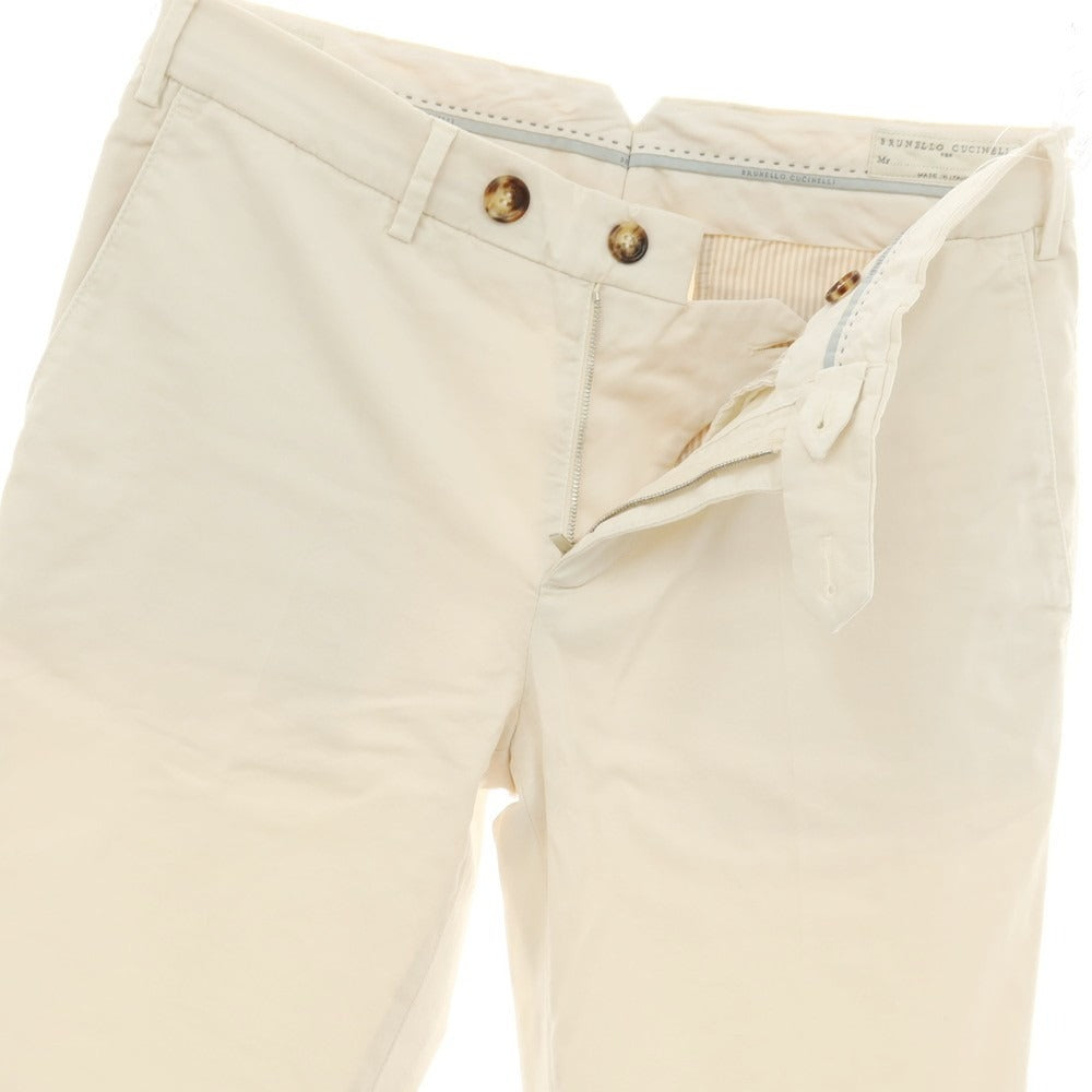 【中古】ブルネロクチネリ Brunello Cucinelli ストレッチ ツイルコットン カジュアルスラックスパンツ ライトベージュ【サイズ46】【 状態ランクB 】【 メンズ 】