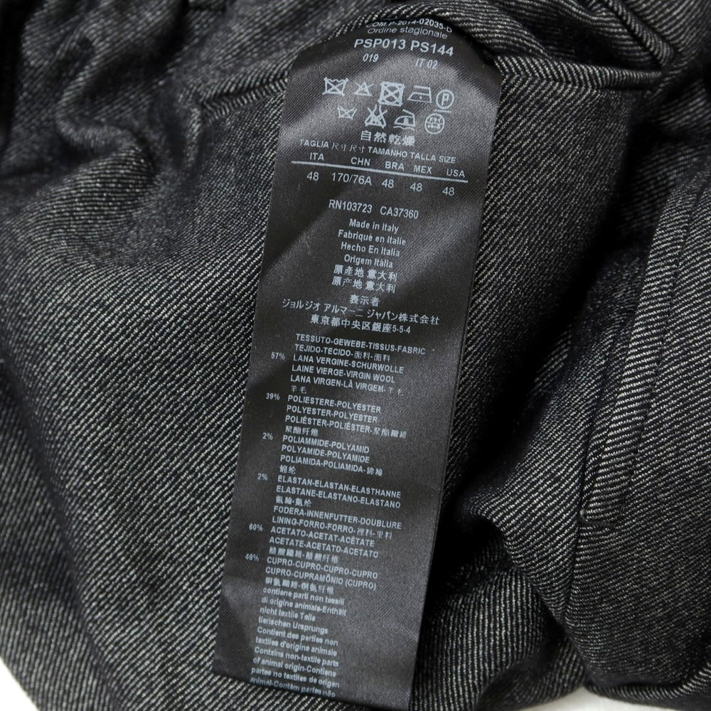 【中古】ジョルジオアルマーニ GIORGIO ARMANI ストレッチ ウールポリエステルナイロン イージースラックスパンツ グレーxブラック【 48 】【 状態ランクB 】【 メンズ 】
