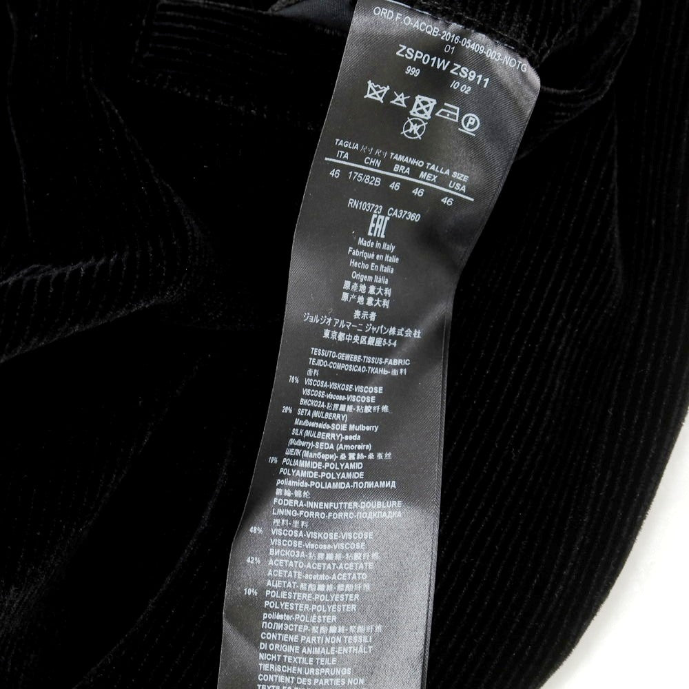【中古】ジョルジオアルマーニ GIORGIO ARMANI レーヨンシルクナイロン コーデュロイ イージーパンツ ブラック【 46 】【 状態ランクB 】【 メンズ 】