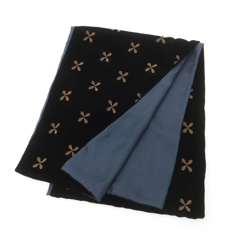 【中古】ジョルジオアルマーニ GIORGIO ARMANI レーヨンシルク ベロア マフラー ブラックxダークベージュ【 状態ランクB 】【 メンズ 】