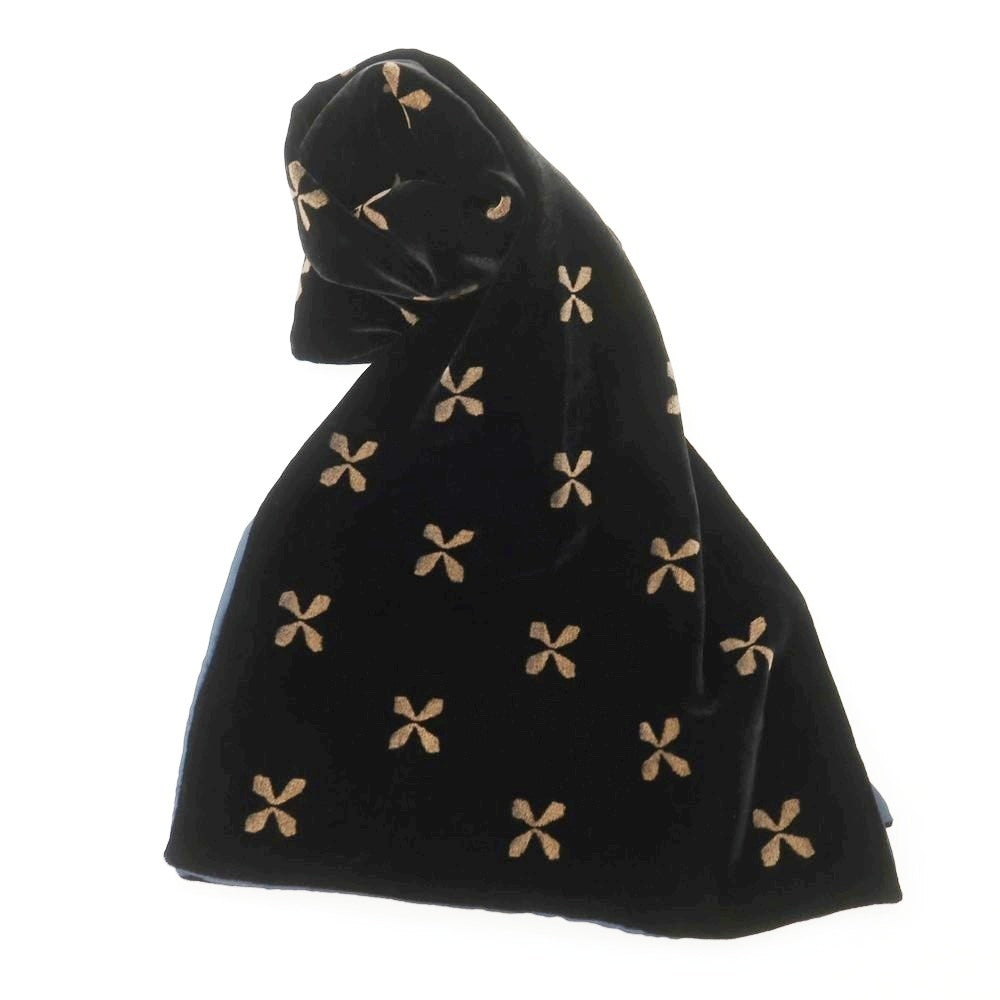 【中古】ジョルジオアルマーニ GIORGIO ARMANI レーヨンシルク ベロア マフラー ブラックxダークベージュ【 状態ランクB 】【 メンズ 】