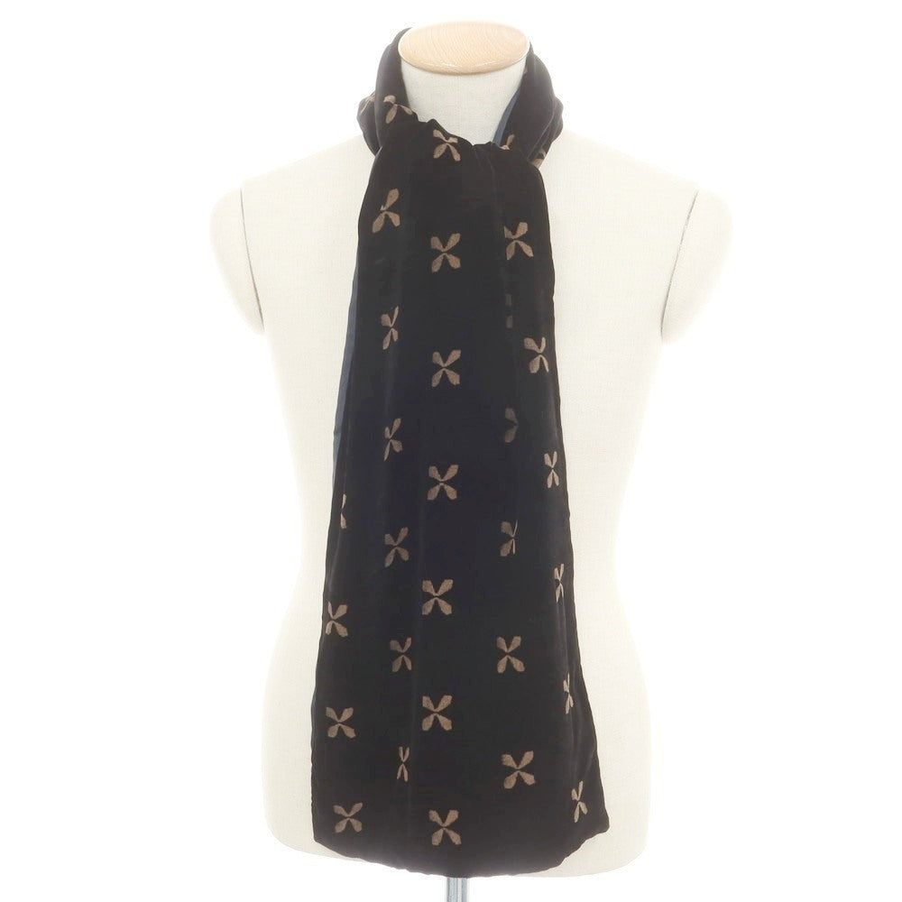 【中古】ジョルジオアルマーニ GIORGIO ARMANI レーヨンシルク ベロア マフラー ブラックxダークベージュ【 状態ランクB 】【 メンズ 】