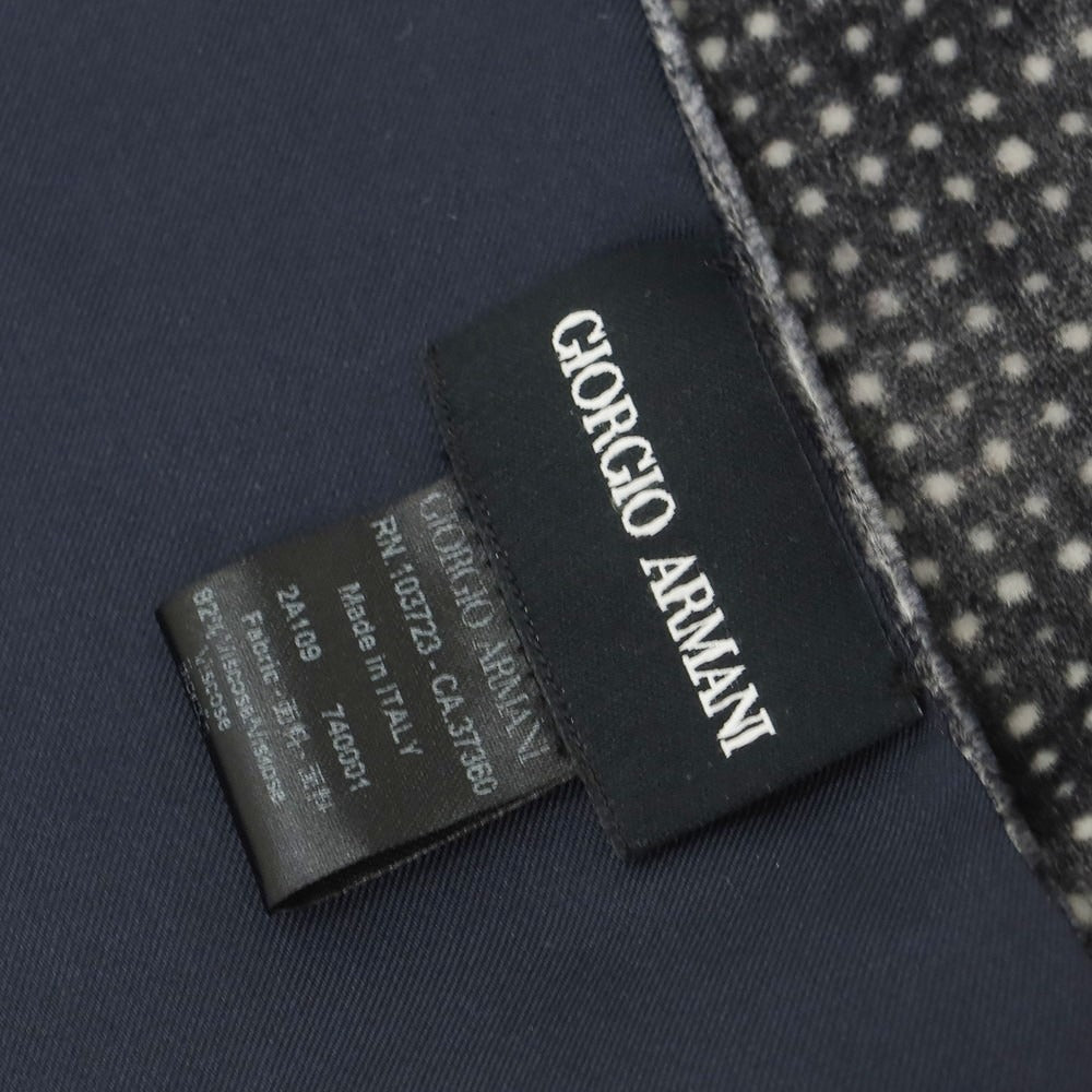 【中古】ジョルジオアルマーニ GIORGIO ARMANI レーヨンシルク ベロア マフラー ダークグレーxホワイト【 状態ランクC 】【 メンズ 】