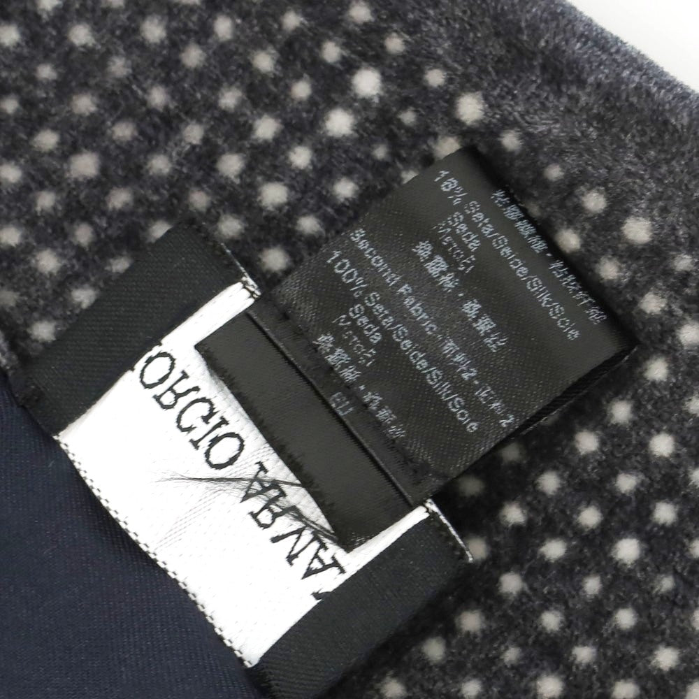 【中古】ジョルジオアルマーニ GIORGIO ARMANI レーヨンシルク ベロア マフラー ダークグレーxホワイト【 状態ランクC 】【 メンズ 】