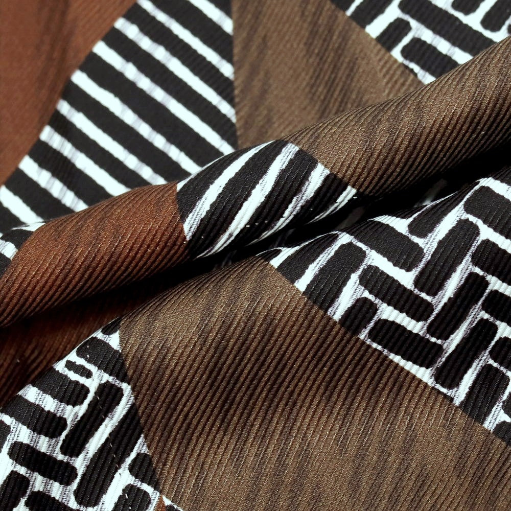 【中古】ジョルジオアルマーニ GIORGIO ARMANI シルク系 プリント ストール ブラウンxカーキ【 状態ランクC 】【 メンズ 】