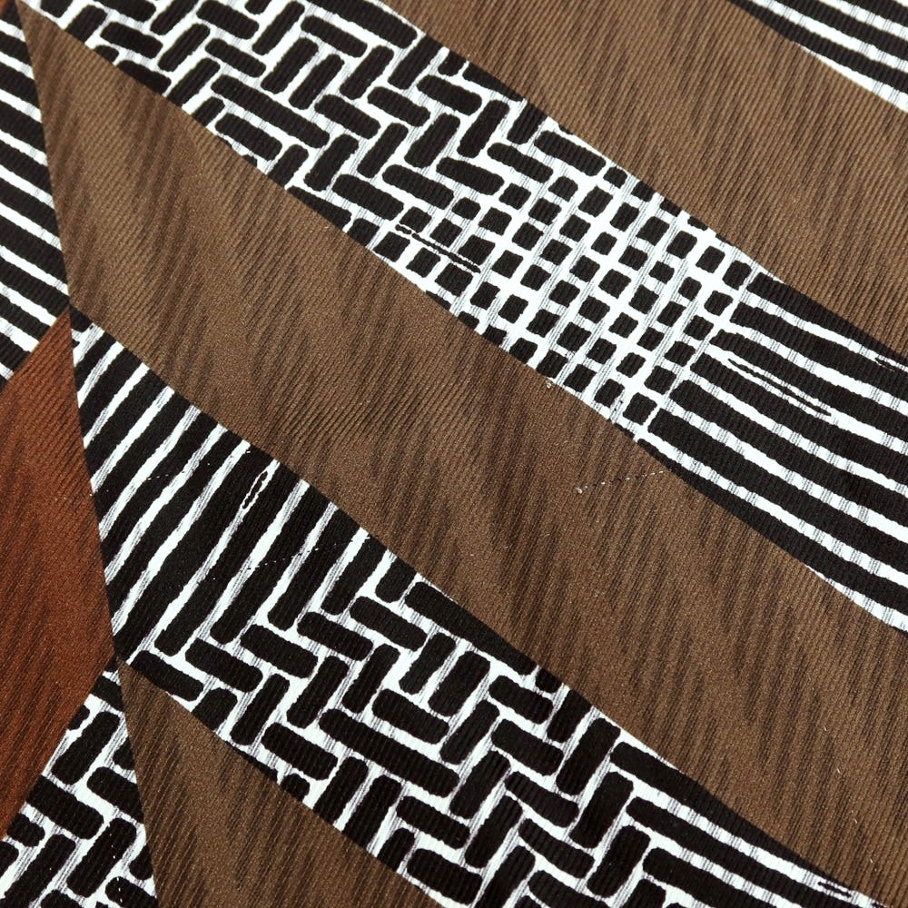 【中古】ジョルジオアルマーニ GIORGIO ARMANI シルク系 プリント ストール ブラウンxカーキ【 状態ランクC 】【 メンズ 】