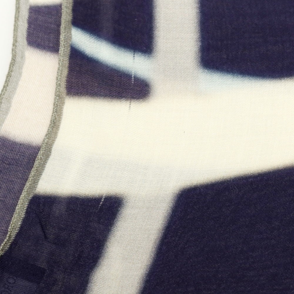 【中古】ジョルジオアルマーニ GIORGIO ARMANI シルク系 プリント ストール ネイビーxベージュ【 状態ランクB 】【 メンズ 】