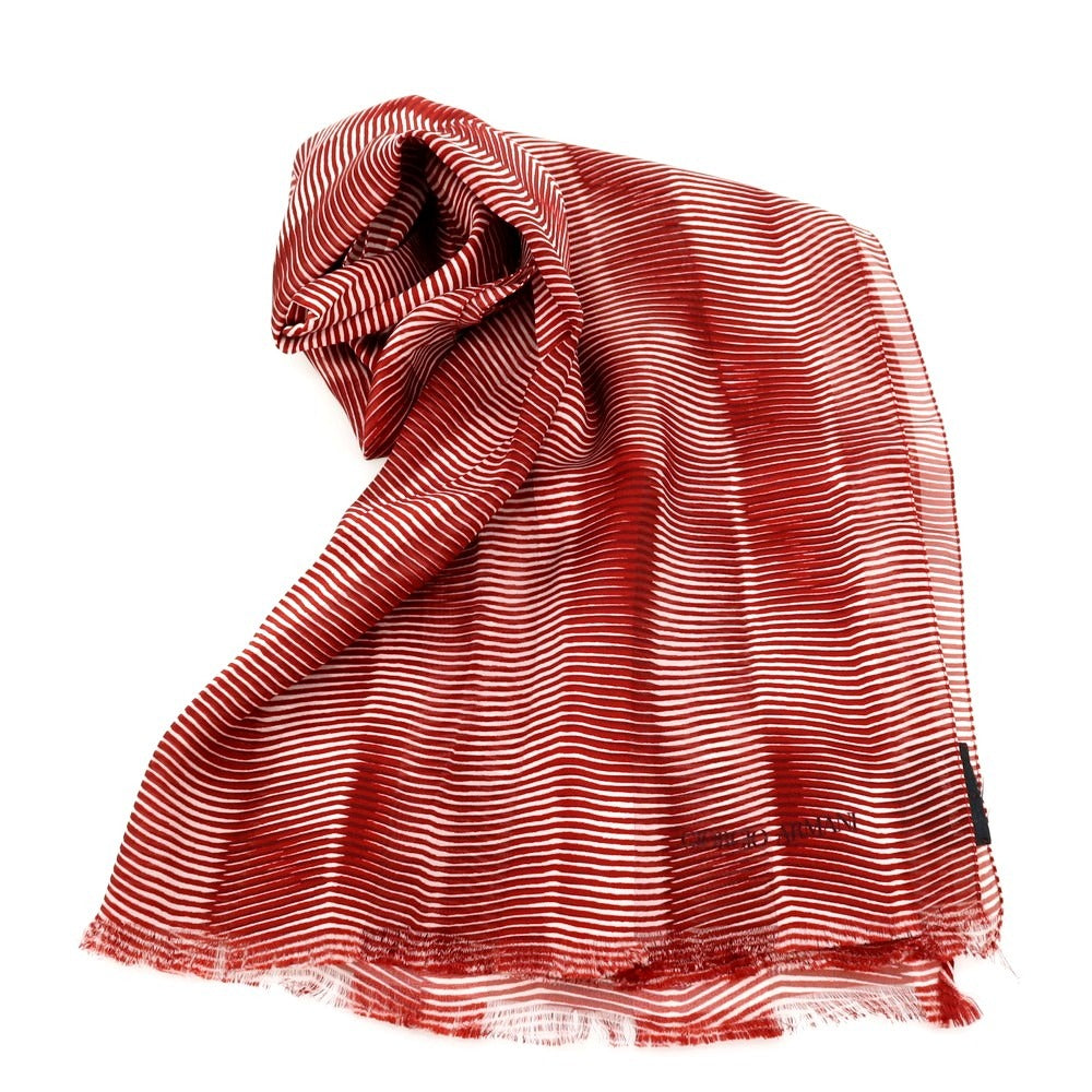 【中古】ジョルジオアルマーニ GIORGIO ARMANI シルク プリント ストール レッドxホワイト【 状態ランクB 】【 メンズ 】