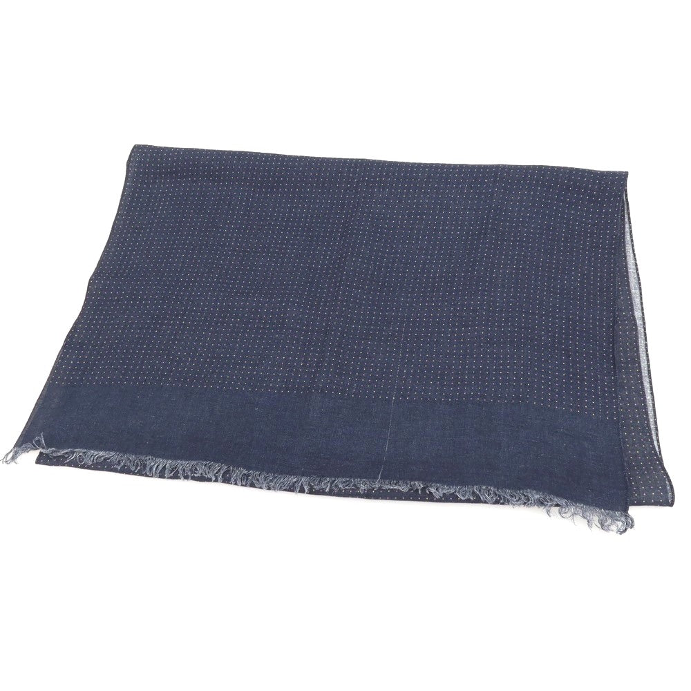 【中古】フランコフェラーリ FRANCO FERRARI リネン ドット ストール ネイビー【 状態ランクC 】【 メンズ 】