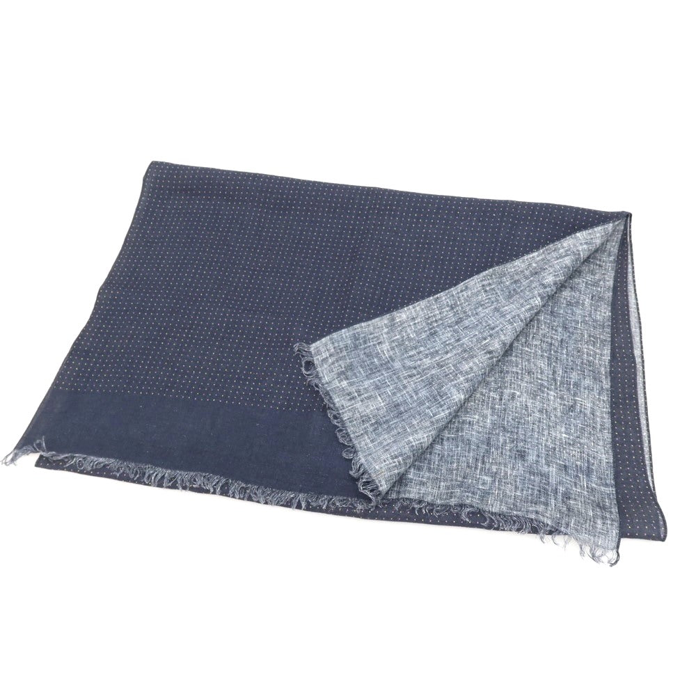 【中古】フランコフェラーリ FRANCO FERRARI リネン ドット ストール ネイビー【 状態ランクC 】【 メンズ 】