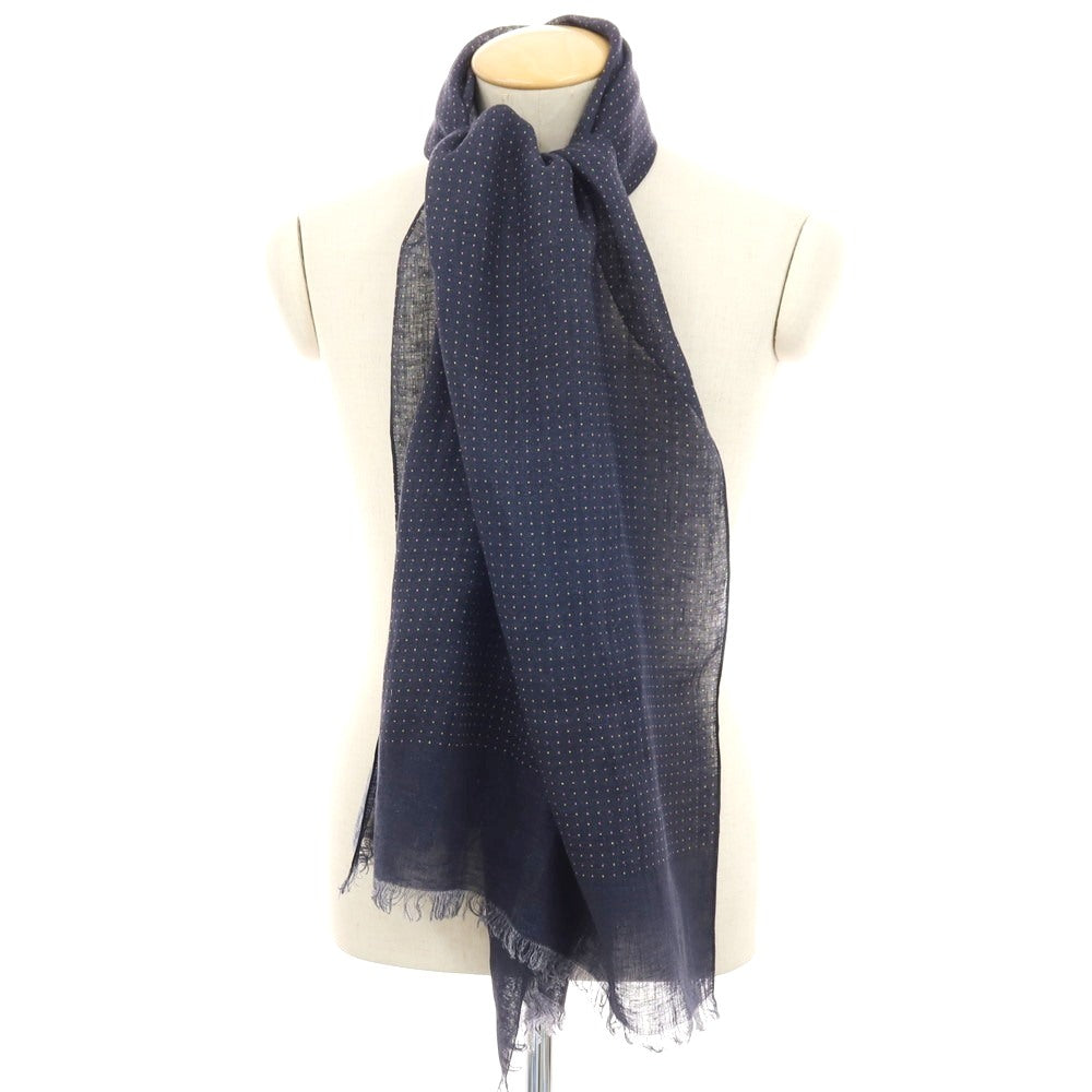 【中古】フランコフェラーリ FRANCO FERRARI リネン ドット ストール ネイビー【 状態ランクC 】【 メンズ 】