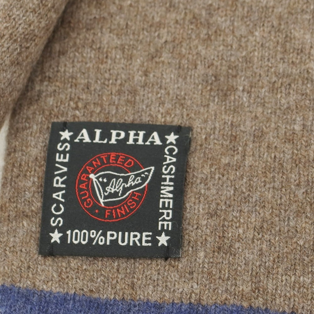 【中古】アルファー ALPHA カシミヤ マフラー ネイビーxグレー【 状態ランクB 】【 メンズ 】