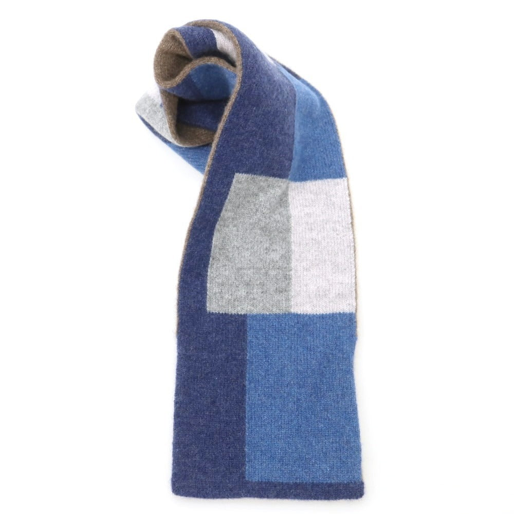 【中古】アルファー ALPHA カシミヤ マフラー ネイビーxグレー【 状態ランクB 】【 メンズ 】