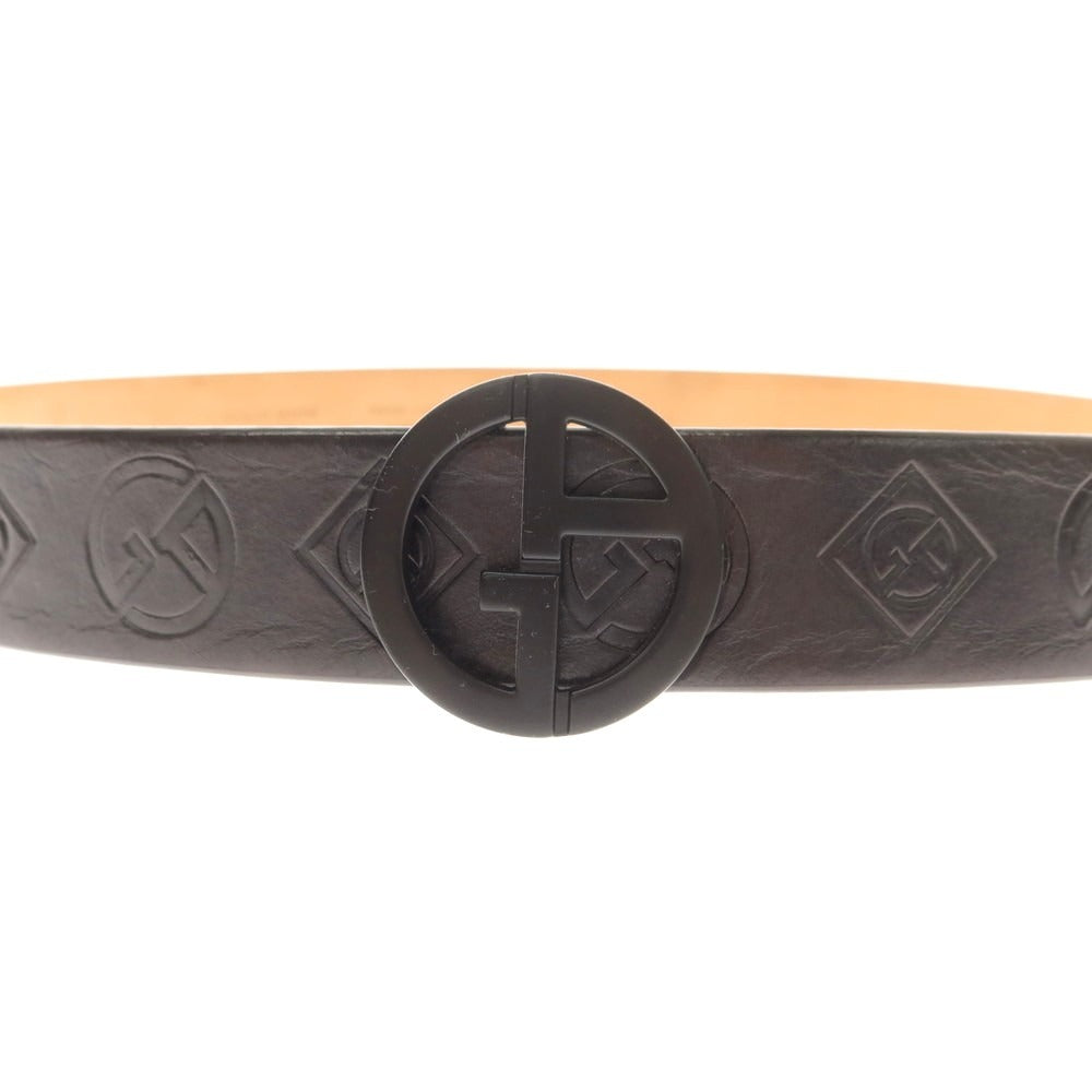 【中古】ジョルジオアルマーニ GIORGIO ARMANI GAロゴ 型押し レザー ベルト ブラック【 34 】【 状態ランクB 】【 メンズ 】