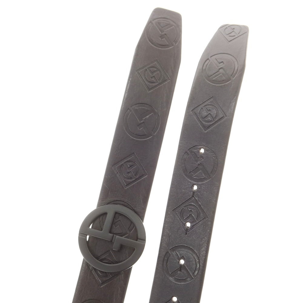 【中古】ジョルジオアルマーニ GIORGIO ARMANI GAロゴ 型押し レザー ベルト ブラック【 34 】【 状態ランクB 】【 メンズ 】