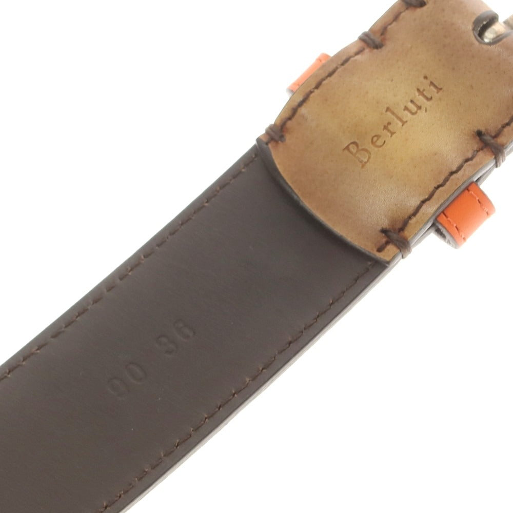 【中古】ベルルッティ Berluti レザー ベルト ブラウン【サイズ90】【 状態ランクB 】【 メンズ 】