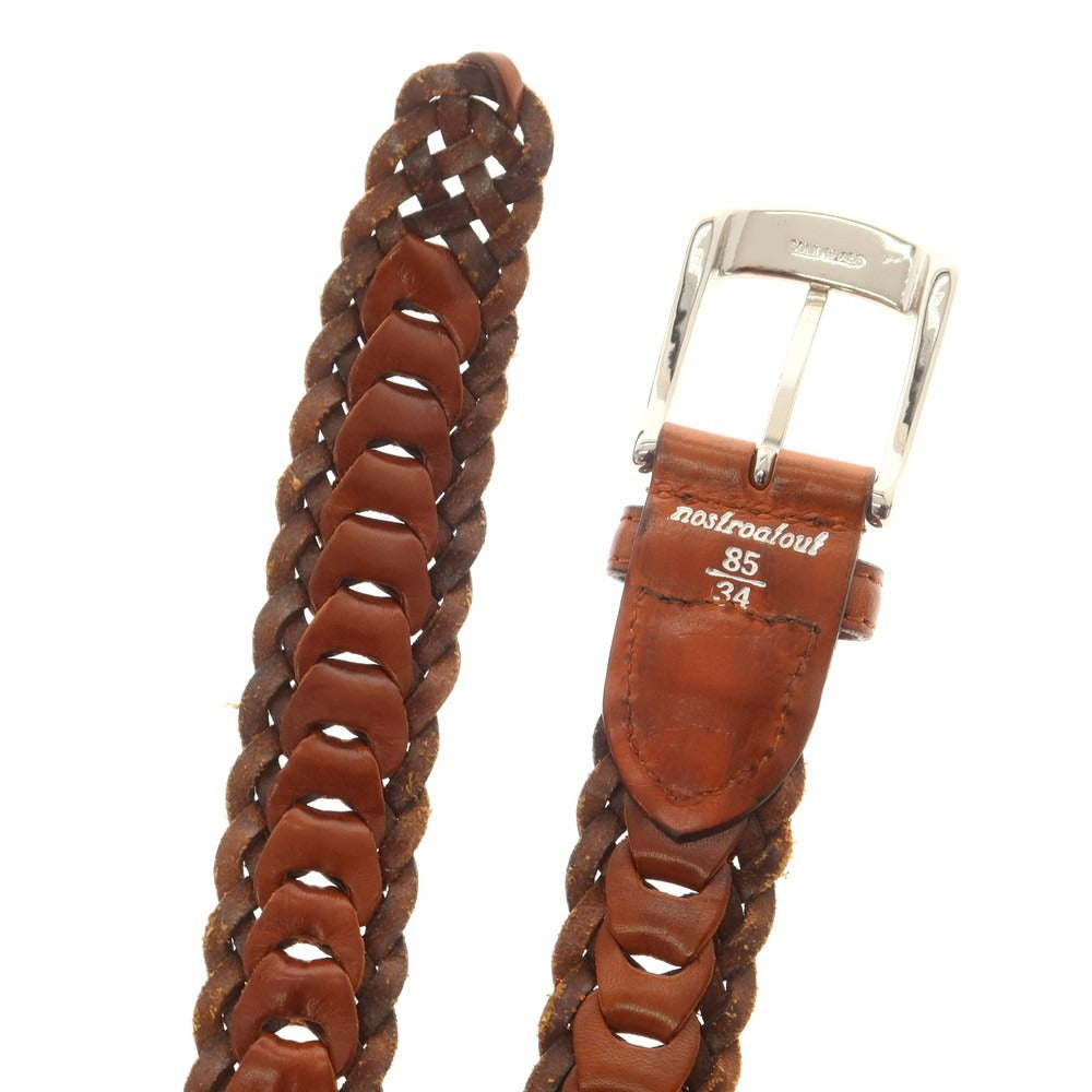 【中古】ノストロアテュー nostroatout レザー メッシュ ベルト ブラウン【 85 】【 状態ランクB 】【 メンズ 】