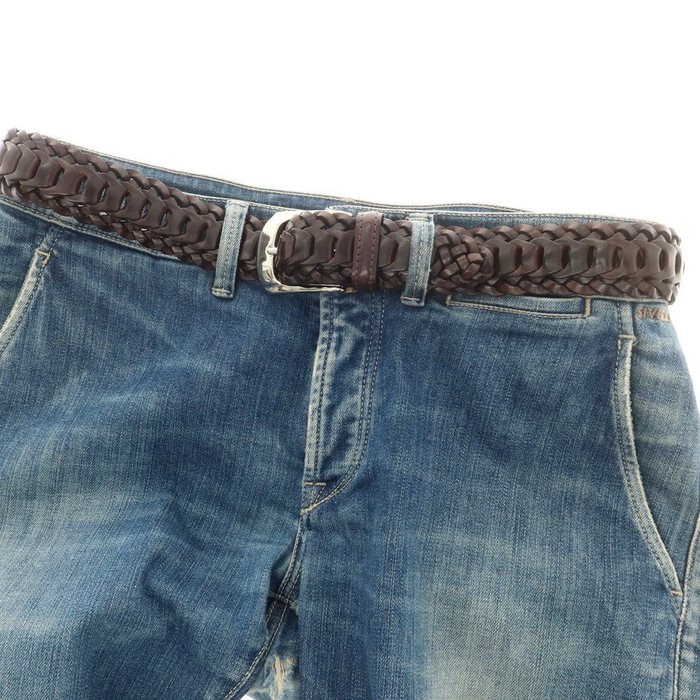 【中古】ノストロアテュー nostroatout レザー メッシュ ベルト ダークブラウン【 85 】【 状態ランクB 】【 メンズ 】