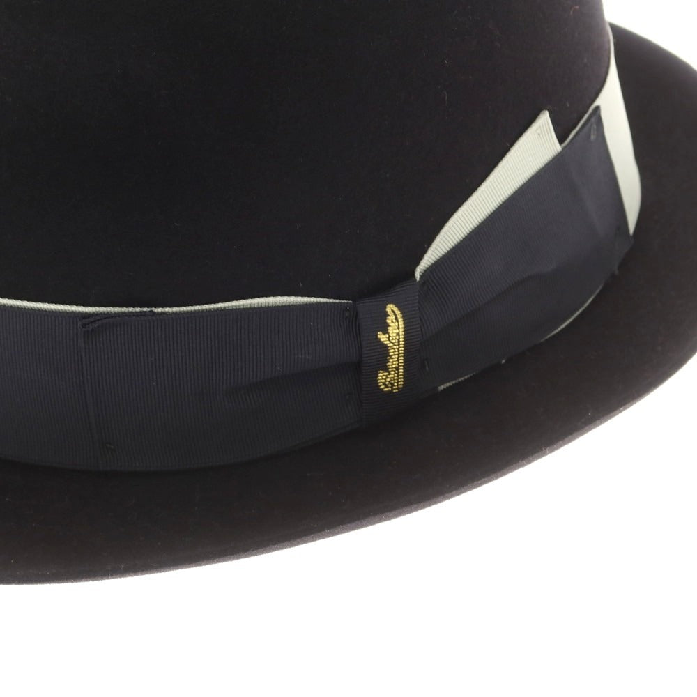 【中古】ボルサリーノ Borsalino ラビット 中折れ ハット ブラックxミントブルー【 58 】【 状態ランクB 】【 メンズ 】